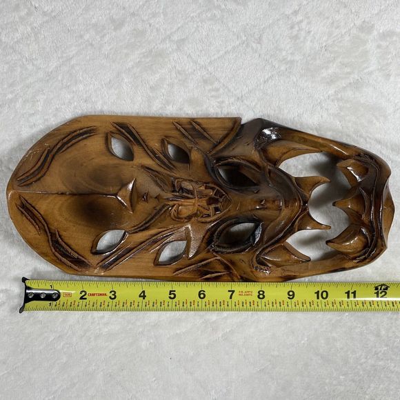 Vintage Filipino Bakunawa Dragon Mask Hand Carved Wood Tiki Tribal Mask 12" - Picture 9 of 10